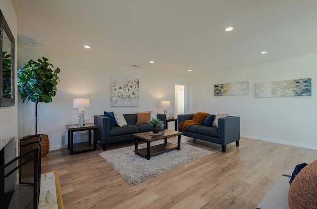 living room with light wood-type flooring