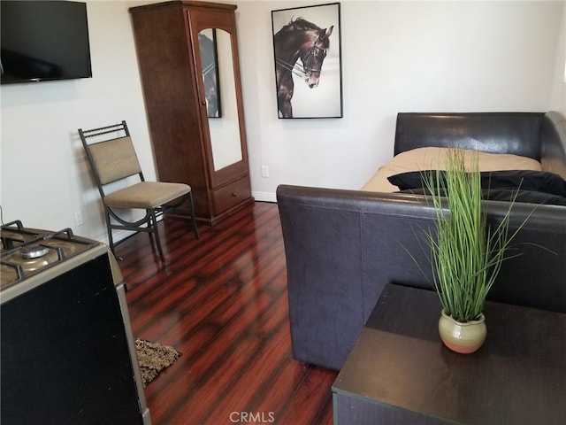 living room with dark wood-type flooring