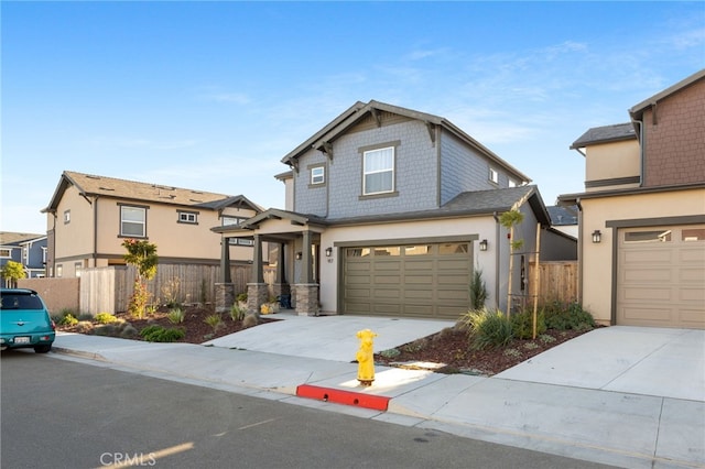 view of front of house with a garage