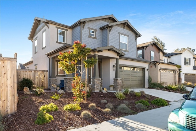 craftsman inspired home featuring a garage