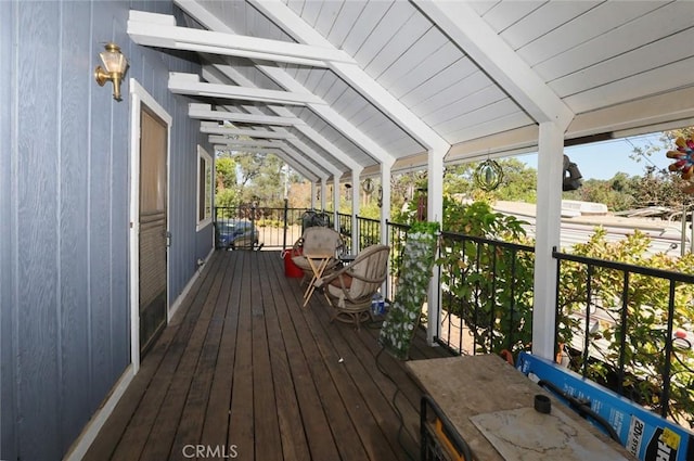 wooden deck with covered porch