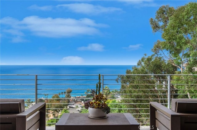 balcony with a water view