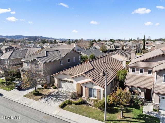 aerial view with a mountain view