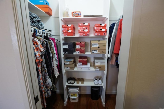 spacious closet featuring hardwood / wood-style floors