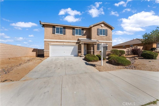 front of property with a garage