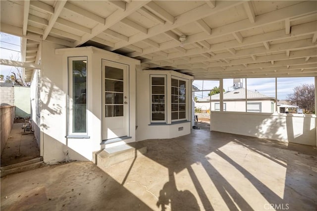 view of unfurnished sunroom