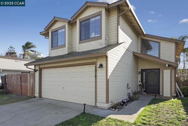 view of property with a garage