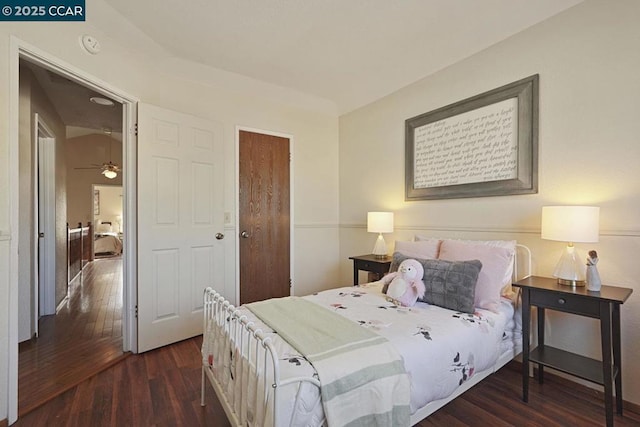 bedroom featuring dark hardwood / wood-style floors