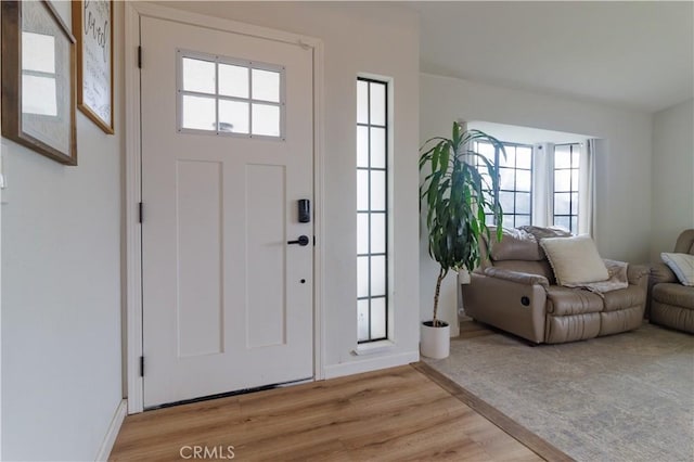 entrance foyer with light wood-type flooring