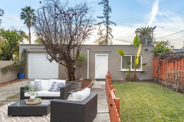 exterior space with an outdoor hangout area