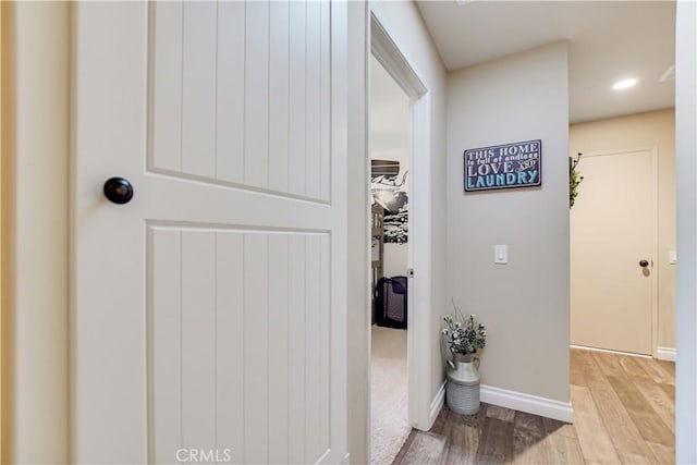 hall featuring light wood-type flooring