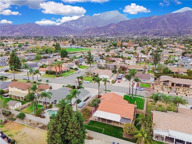 bird's eye view with a mountain view