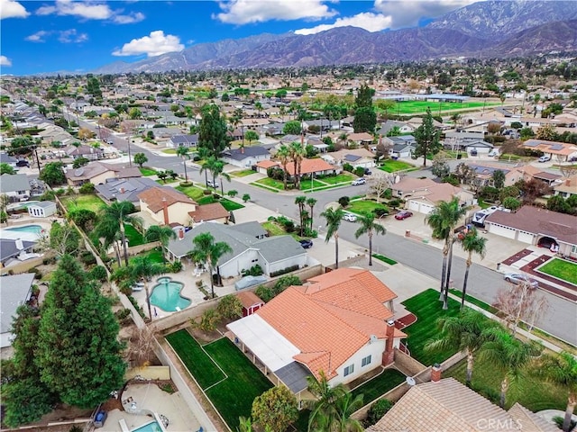 drone / aerial view with a mountain view