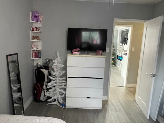 bedroom with hardwood / wood-style flooring