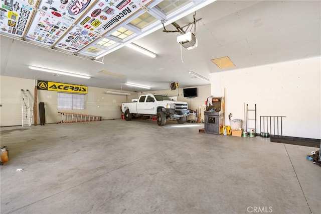 garage with a garage door opener