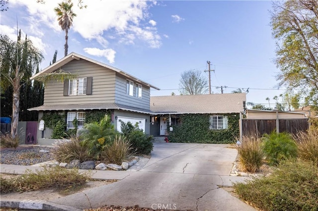 front of property featuring a garage