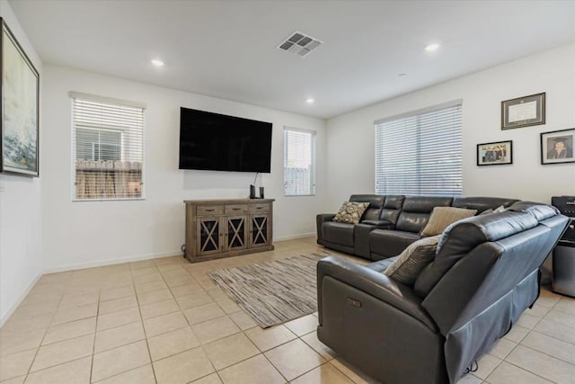 view of tiled living room