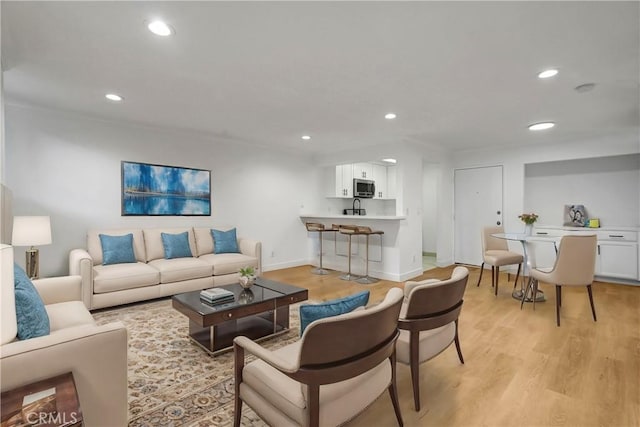 living room featuring light hardwood / wood-style floors