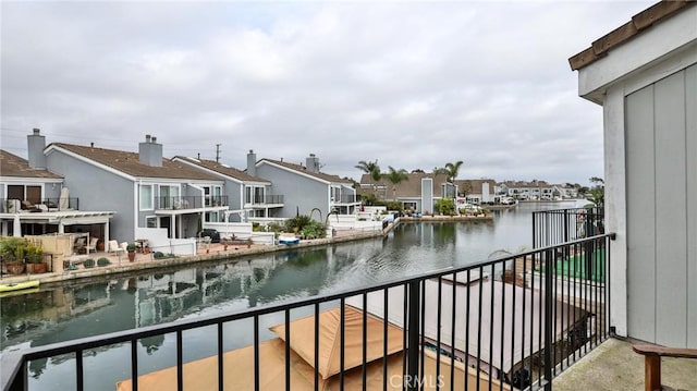 view of water feature with a residential view