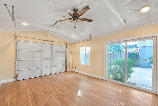 garage with ceiling fan