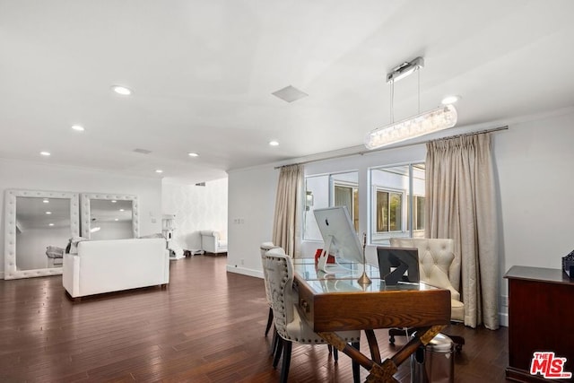 dining area with dark hardwood / wood-style floors