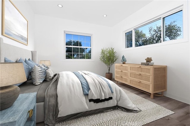 bedroom featuring dark hardwood / wood-style floors