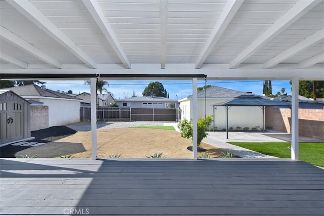 wooden deck with a gazebo