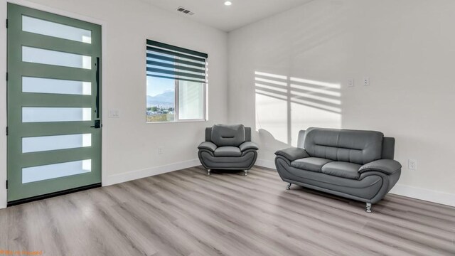 living area featuring light hardwood / wood-style flooring