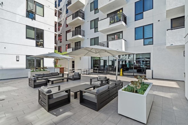 view of patio featuring an outdoor hangout area