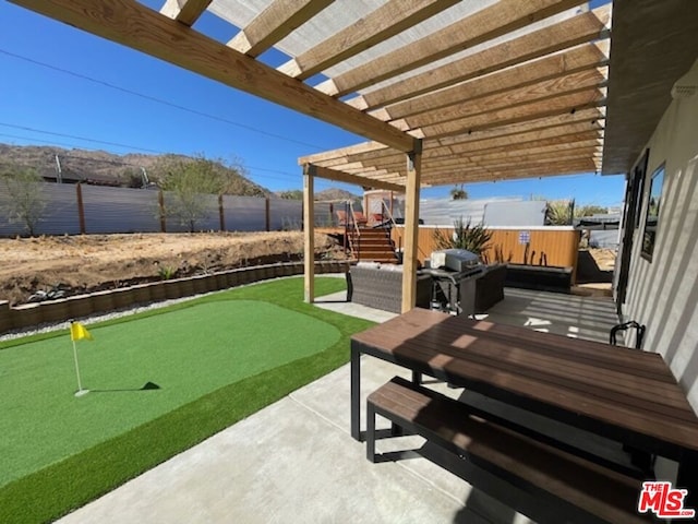 view of patio / terrace featuring a pergola