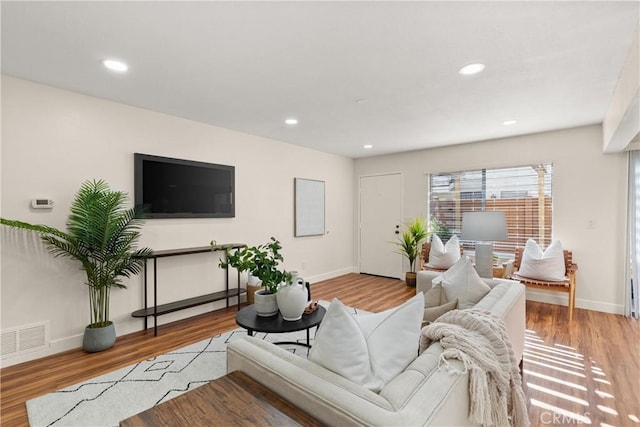 living room featuring light hardwood / wood-style floors