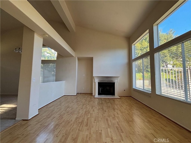 unfurnished living room featuring light hardwood / wood-style flooring