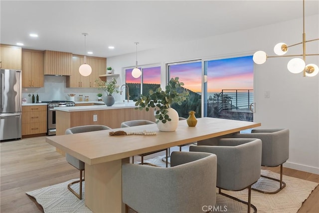 dining area featuring light hardwood / wood-style floors