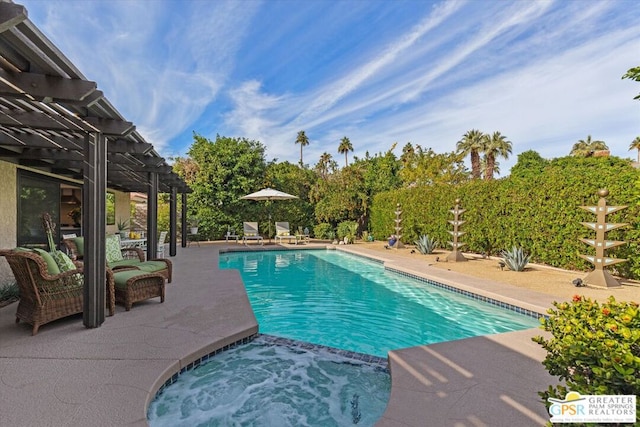 view of pool featuring a pergola and a patio area