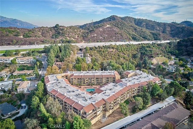 aerial view featuring a mountain view