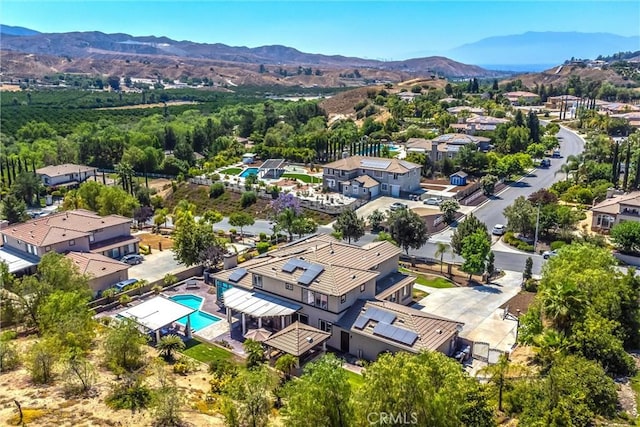 aerial view with a mountain view