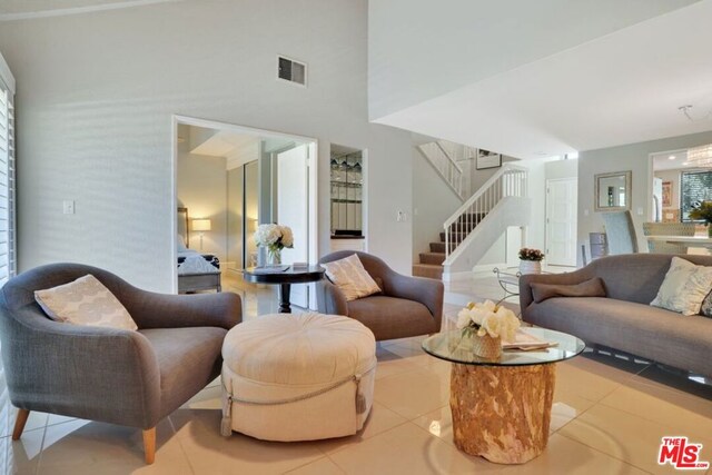 view of tiled living room