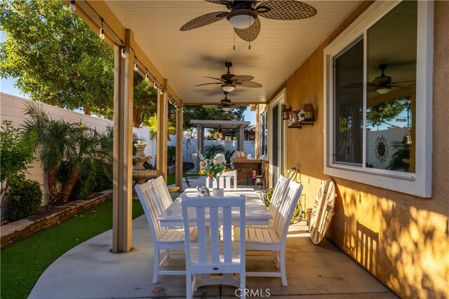 view of patio / terrace with ceiling fan