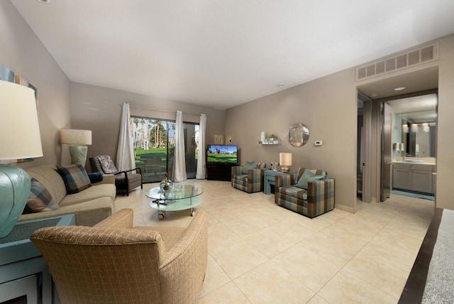 view of tiled living room