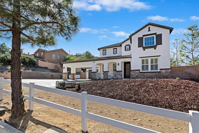 view of front of property featuring a porch