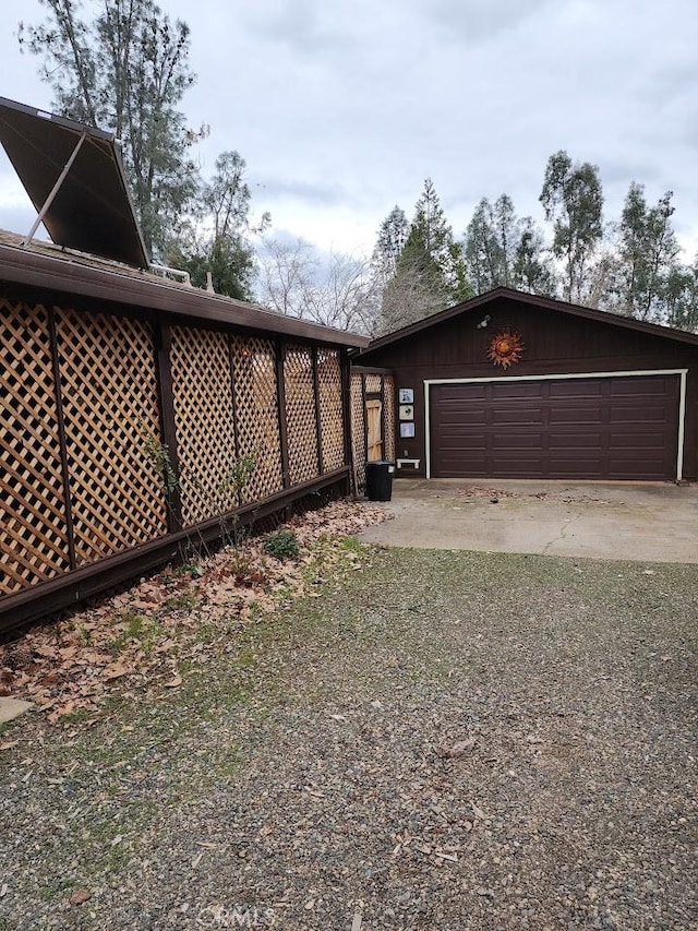 exterior space with a garage