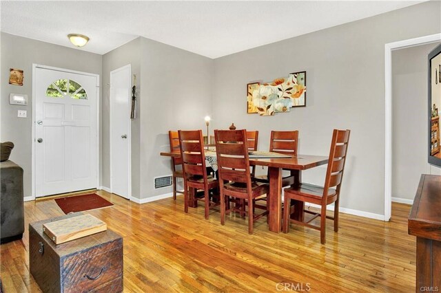 dining room with light hardwood / wood-style flooring