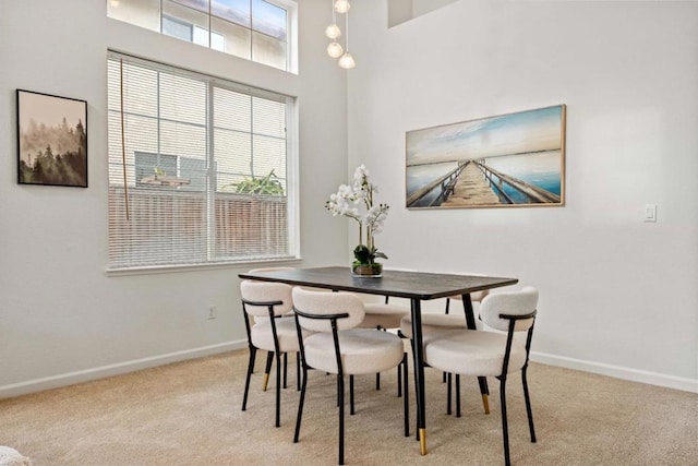 view of carpeted dining room