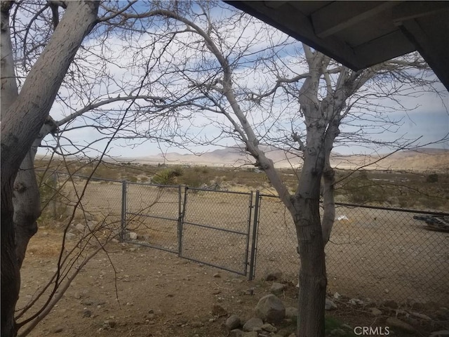 31072 Azurite Rd, Lucerne Valley, CA 92356 - view of yard with a gate, fence, and a mountain view