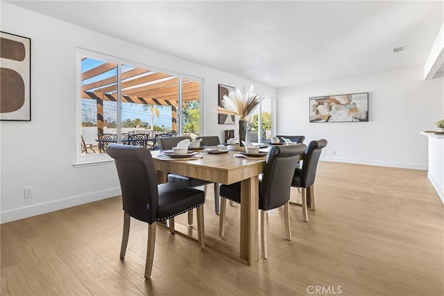 dining room with light hardwood / wood-style floors