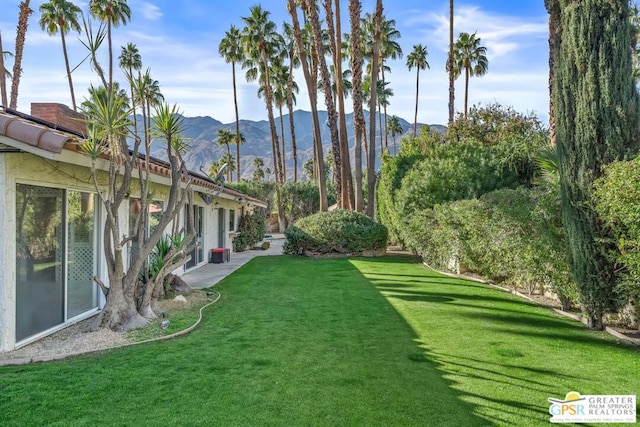 view of yard featuring a mountain view