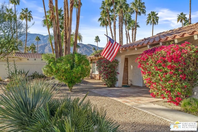 view of front of house featuring a mountain view