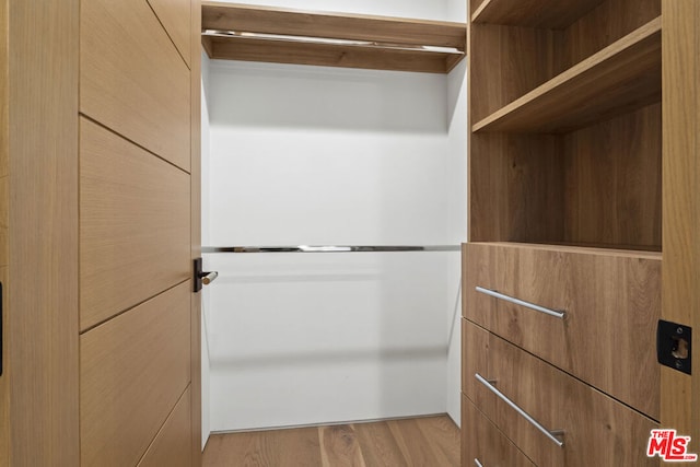 walk in closet featuring light hardwood / wood-style floors