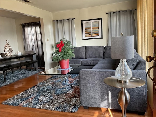 living room featuring hardwood / wood-style floors