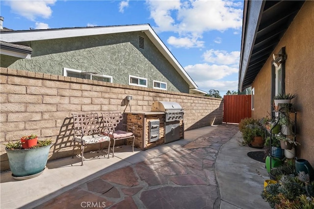 view of patio / terrace featuring area for grilling and an outdoor kitchen